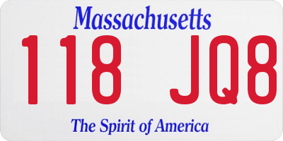 MA license plate 118JQ8