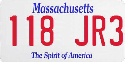 MA license plate 118JR3