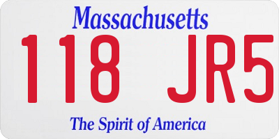 MA license plate 118JR5