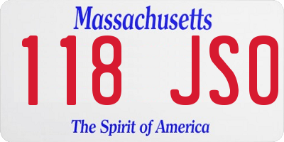 MA license plate 118JS0