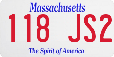MA license plate 118JS2