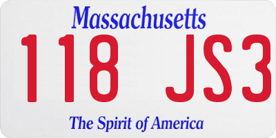 MA license plate 118JS3
