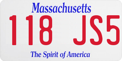 MA license plate 118JS5