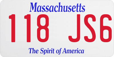 MA license plate 118JS6