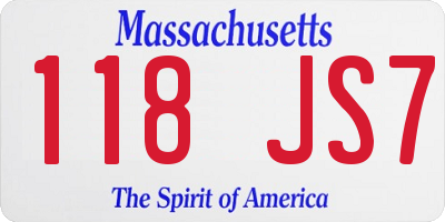 MA license plate 118JS7