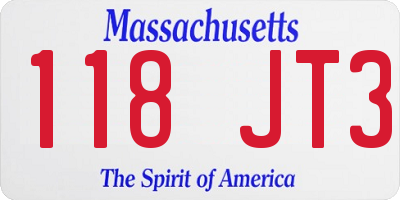 MA license plate 118JT3