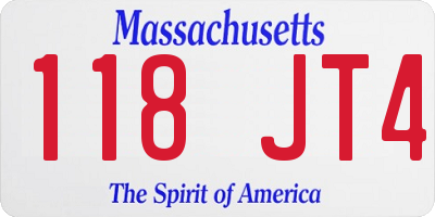 MA license plate 118JT4