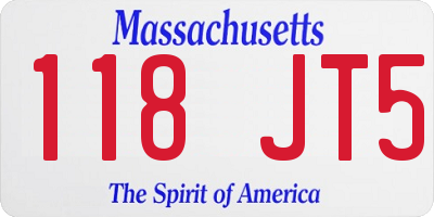 MA license plate 118JT5