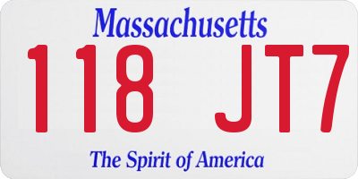 MA license plate 118JT7