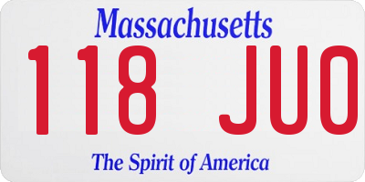 MA license plate 118JU0