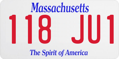 MA license plate 118JU1