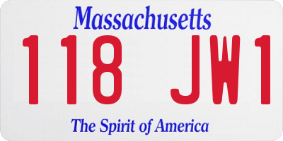 MA license plate 118JW1