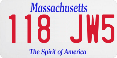 MA license plate 118JW5