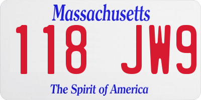 MA license plate 118JW9