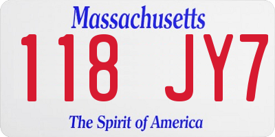 MA license plate 118JY7