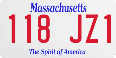 MA license plate 118JZ1