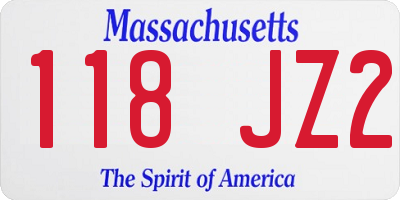 MA license plate 118JZ2