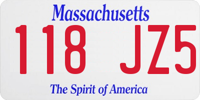 MA license plate 118JZ5