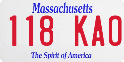 MA license plate 118KA0
