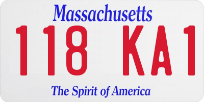 MA license plate 118KA1