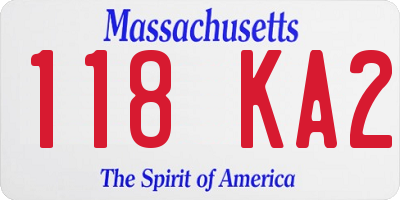 MA license plate 118KA2