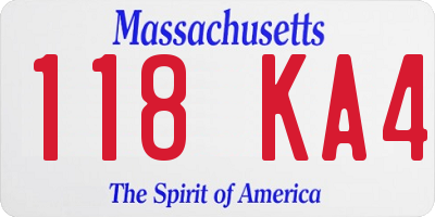MA license plate 118KA4