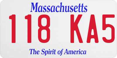 MA license plate 118KA5