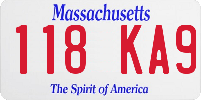 MA license plate 118KA9