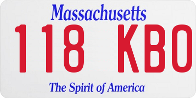 MA license plate 118KB0