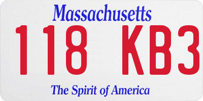 MA license plate 118KB3