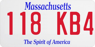 MA license plate 118KB4