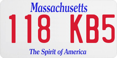 MA license plate 118KB5