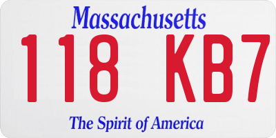 MA license plate 118KB7