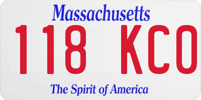 MA license plate 118KC0