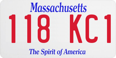 MA license plate 118KC1