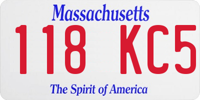 MA license plate 118KC5
