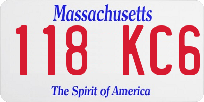 MA license plate 118KC6