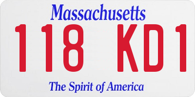 MA license plate 118KD1