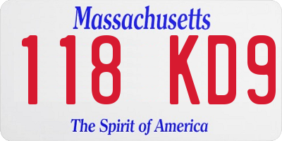 MA license plate 118KD9