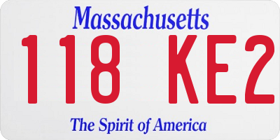 MA license plate 118KE2