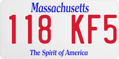 MA license plate 118KF5