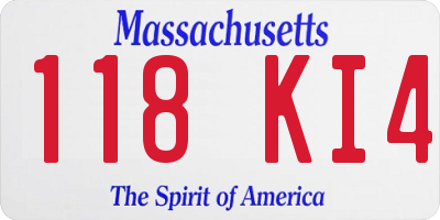 MA license plate 118KI4