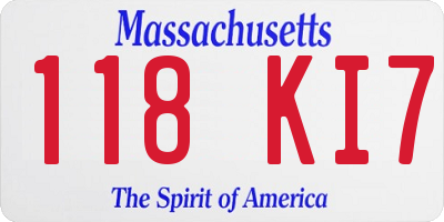 MA license plate 118KI7
