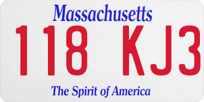 MA license plate 118KJ3