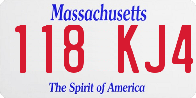 MA license plate 118KJ4