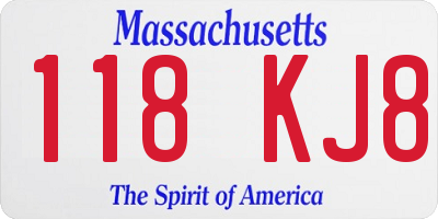 MA license plate 118KJ8