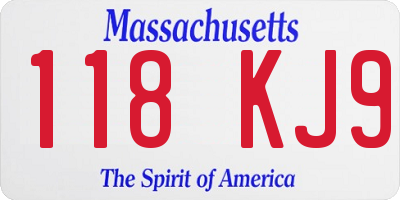 MA license plate 118KJ9