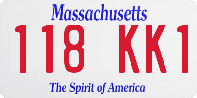 MA license plate 118KK1