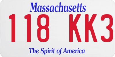 MA license plate 118KK3