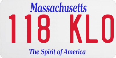 MA license plate 118KL0